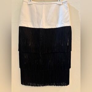 Michael Kors Collection Black & White Fringe Pencil Skirt Made in Italy